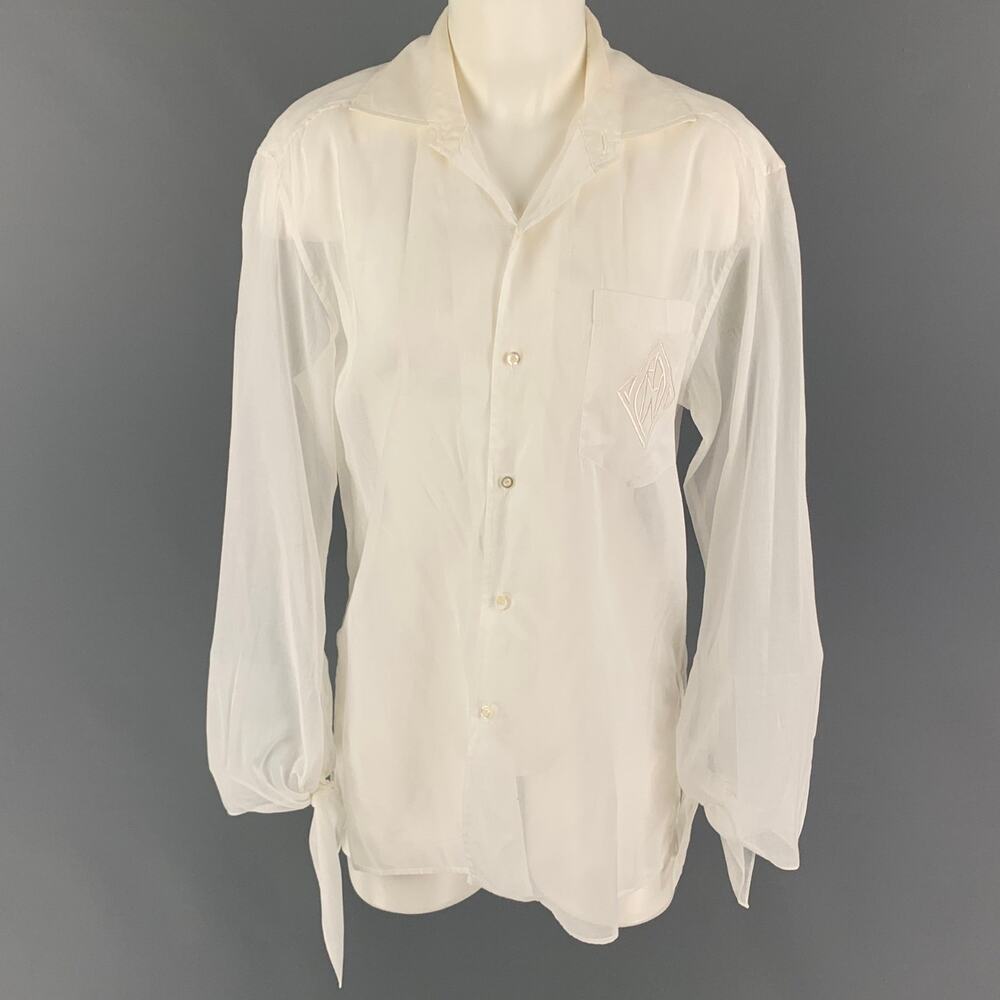 RALPH LAUREN Collection Size 6 White Cotton See Through Blouse